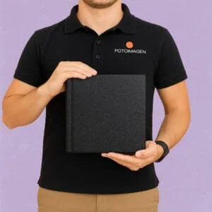 Fotolibro 20x20 Tapa Simil Cuero Negra Dura de Hojas Flexibles