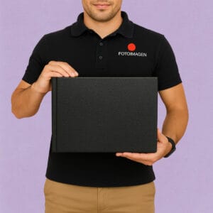 Fotolibro 28x20 Tapa Simil Cuero Negra Dura de Hojas Flexibles
