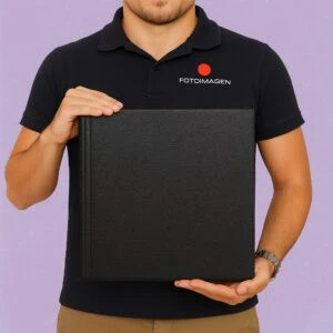 Fotolibro 28x28 Tapa Simil Cuero Negra Dura de Hojas Flexibles