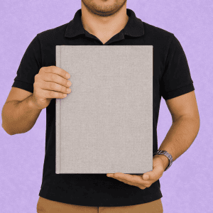 Fotolibro A4 Vertical Tapa Dura Símil Lino de Hojas Flexibles